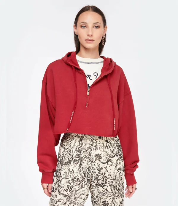 Golden Goose Crop Sweatshirt Hoodie Court Journey Coton Rouge 4