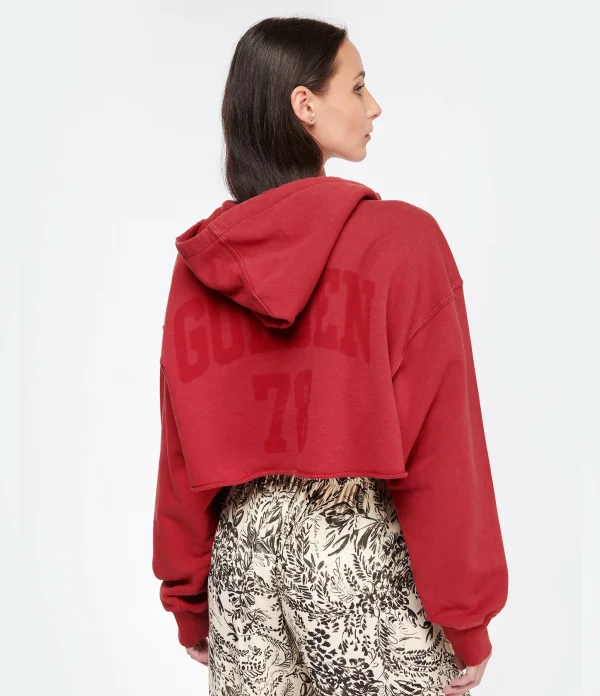 Golden Goose Crop Sweatshirt Hoodie Court Journey Coton Rouge 6