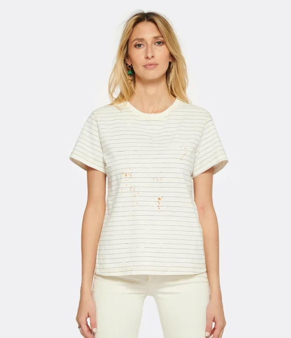 Golden Goose Tee-shirt Journey Slim Coton Écru 4