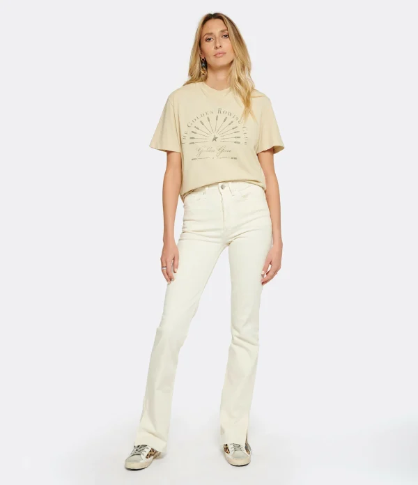 Golden Goose Tee-shirt Journey Coton Beige 5