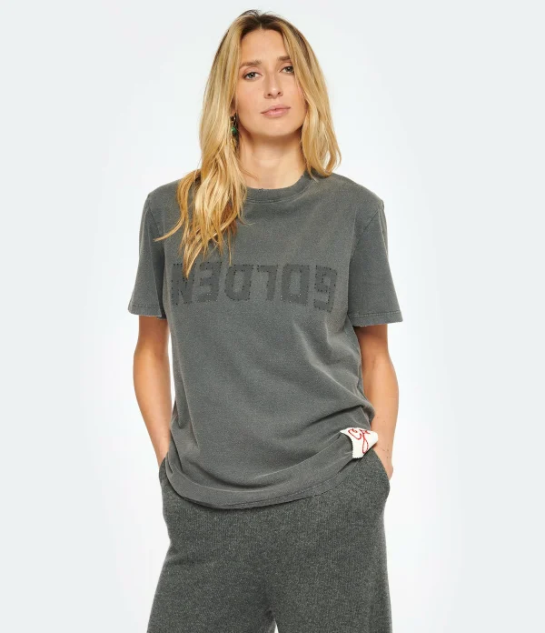 Golden Goose Tee-shirt Golden Logo Coton Anthracite 4