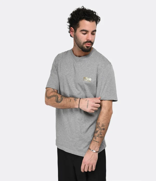 Golden Goose Tee-shirt Big Star Homme Coton Gris Doré 4