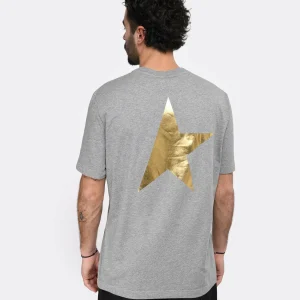 Golden Goose Tee-shirt Big Star Homme Coton Gris Doré 13