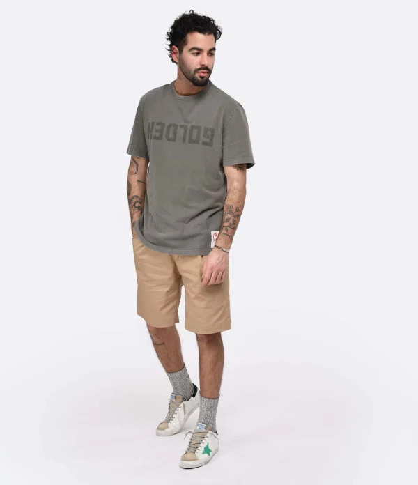 Golden Goose Tee-shirt Golden Homme Coton Olive 6