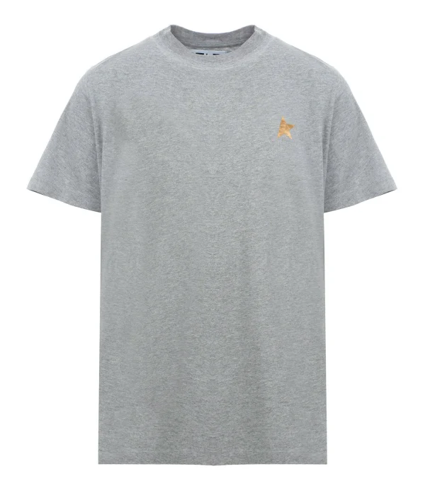 Golden Goose Tee-shirt Homme Étoile Coton Gris Doré 1