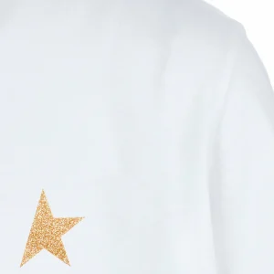 Golden Goose Tee-shirt Étoile Coton Blanc Doré 9