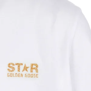 Golden Goose Tee-shirt Big Star Coton Blanc Doré 12