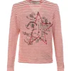 Golden Goose Tee-shirt Golden Coton Rayures Rouge Blanc 17