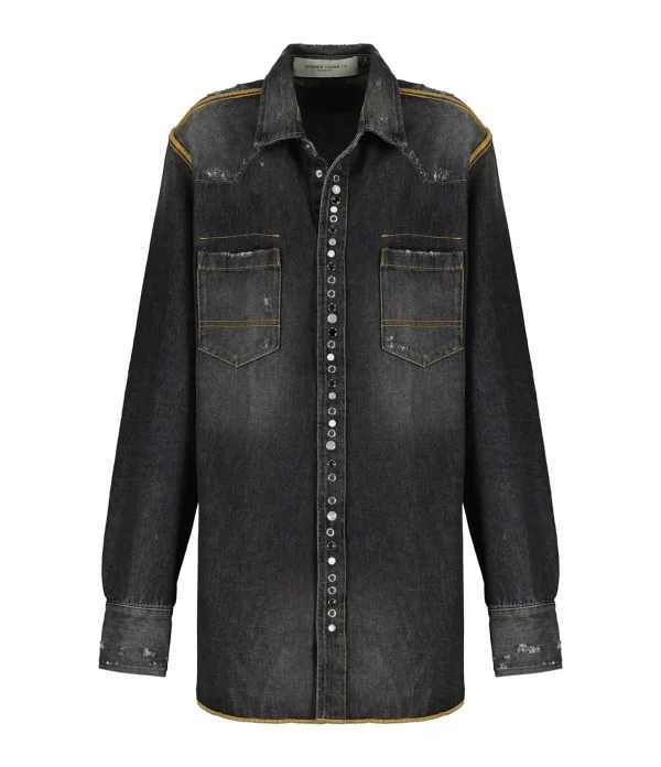 Golden Goose Chemise Homme Journey Denim Coton Noir 1