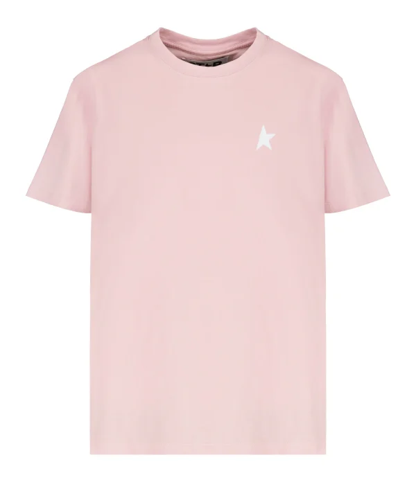 Golden Goose Tee-shirt Étoile Coton Rose Blanc 1