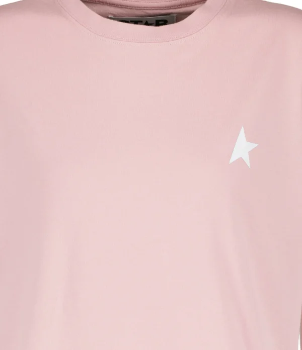 Golden Goose Tee-shirt Étoile Coton Rose Blanc 3