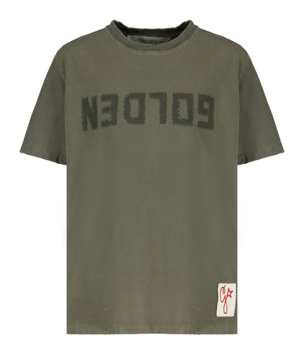 Golden Goose Tee-shirt Golden Coton Vert Olive 1