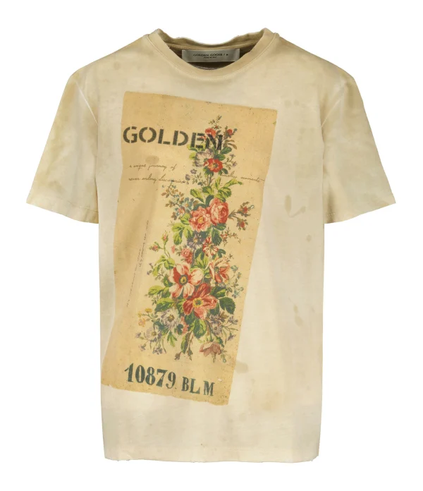 Golden Goose Tee-shirt Journey Coton Beige 1