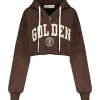 Golden Goose Sweatshirt Hoodie Journey Crop Coton Marron Café 19