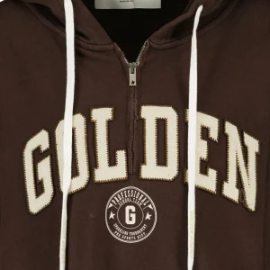 Golden Goose Sweatshirt Hoodie Journey Crop Coton Marron Café 10