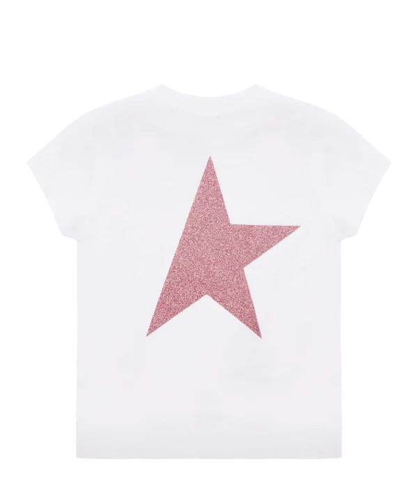 Golden Goose Tee-shirt Star Enfant Coton Blanc Rose 3