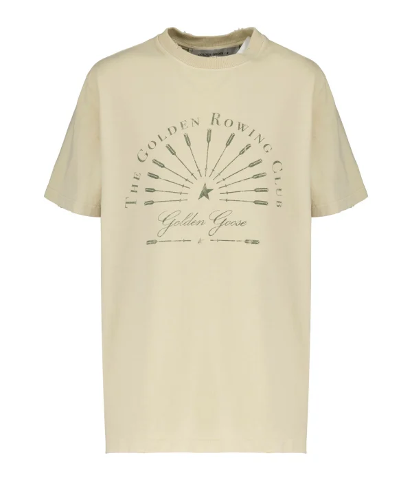 Golden Goose Tee-shirt Journey Coton Beige 1