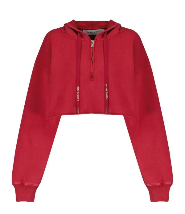 Golden Goose Crop Sweatshirt Hoodie Court Journey Coton Rouge 1