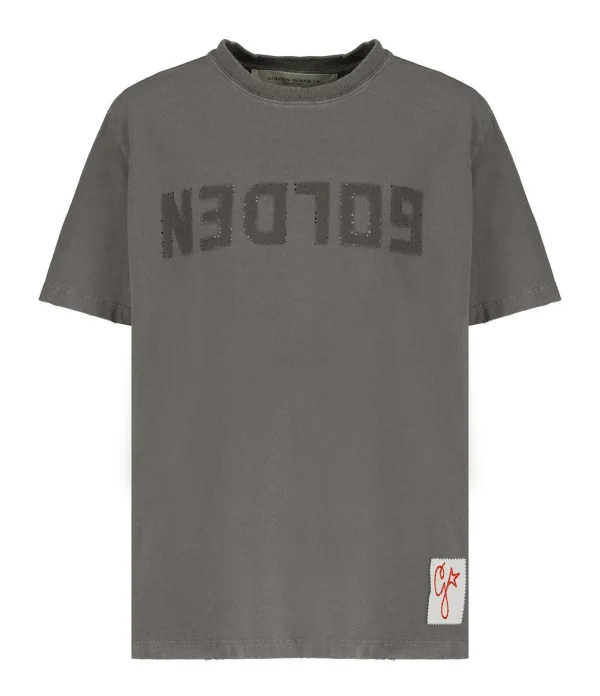 Golden Goose Tee-shirt Golden Logo Coton Anthracite 1