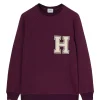 HALFBOY Sweatshirt Crew Over Patch Coton Violet 17