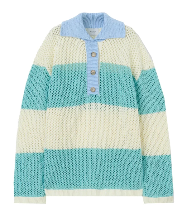 HALFBOY Polo Coton Crème Bleu 1