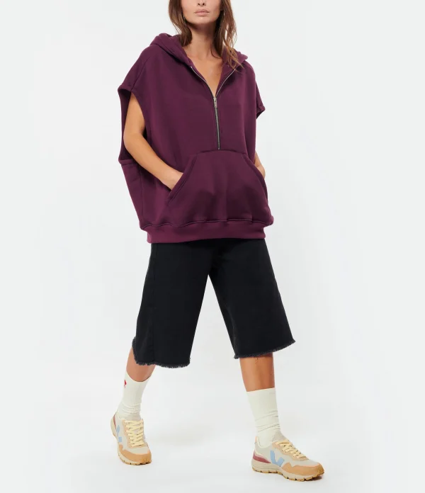 HALFBOY Sweatshirt Sans Manches Hoodie Coton Violet 4