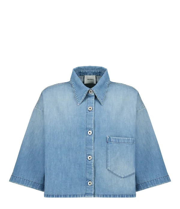 HALFBOY Chemise Crop Denim Coton Bleu 1