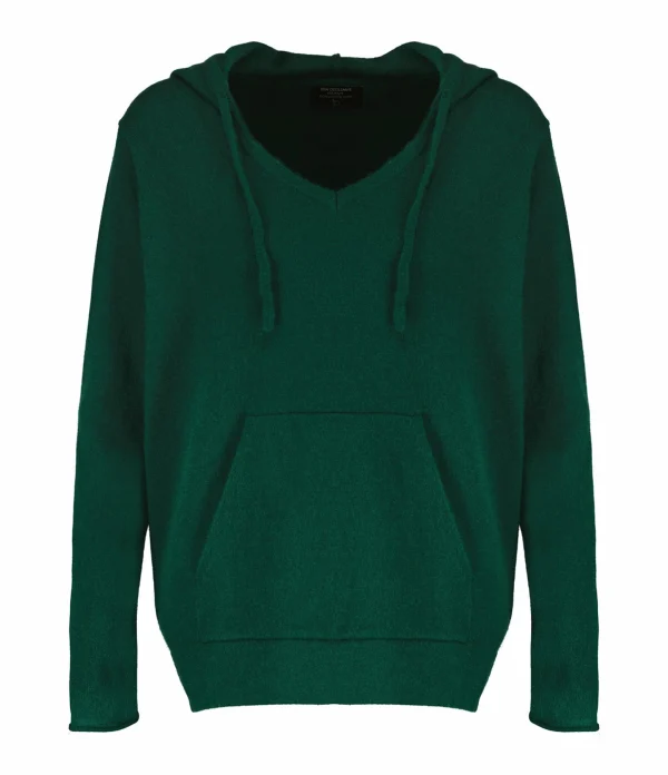 IDA DEGLIAME Pull Mon Hoodie Chérie Cachemire Vert Chrome 1