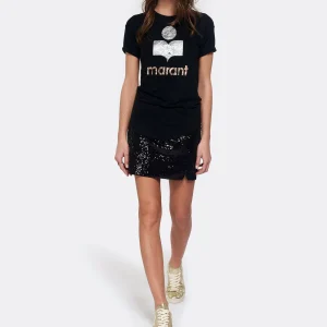 MARANT ÉTOILE Tee-shirt Koldi Lin Noir Argenté Rose 12