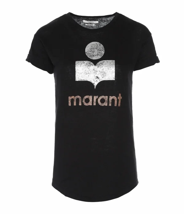 MARANT ÉTOILE Tee-shirt Koldi Lin Noir Argenté Rose 1