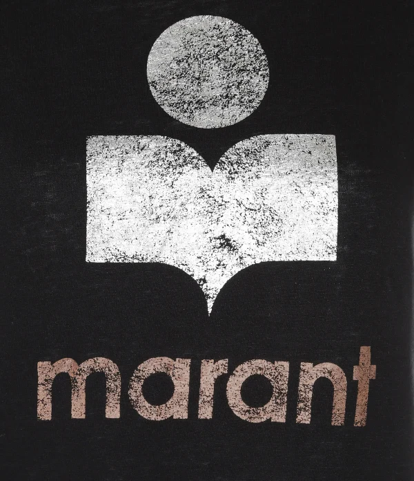 MARANT ÉTOILE Tee-shirt Koldi Lin Noir Argenté Rose 3