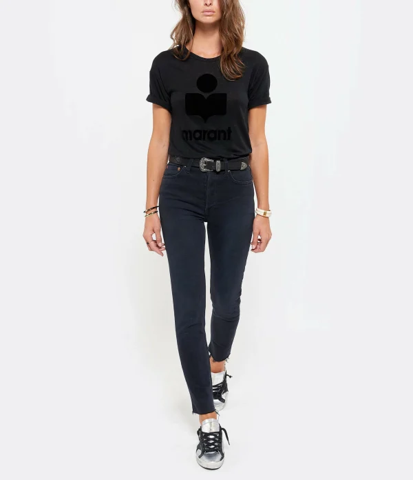 MARANT ÉTOILE Tee-shirt Koldi Logo Lin Noir 6