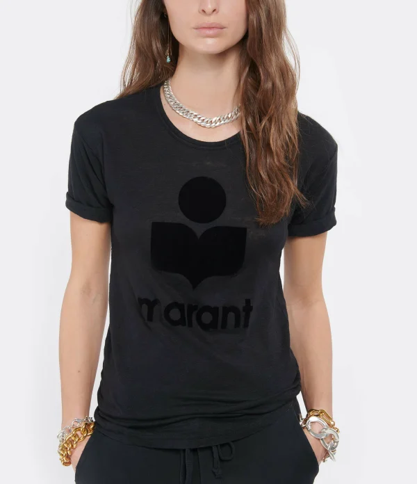 MARANT ÉTOILE Tee-shirt Koldi Logo Lin Noir 4