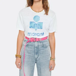 MARANT ÉTOILE Tee-shirt Zewel Lin Blanc Bleu 11