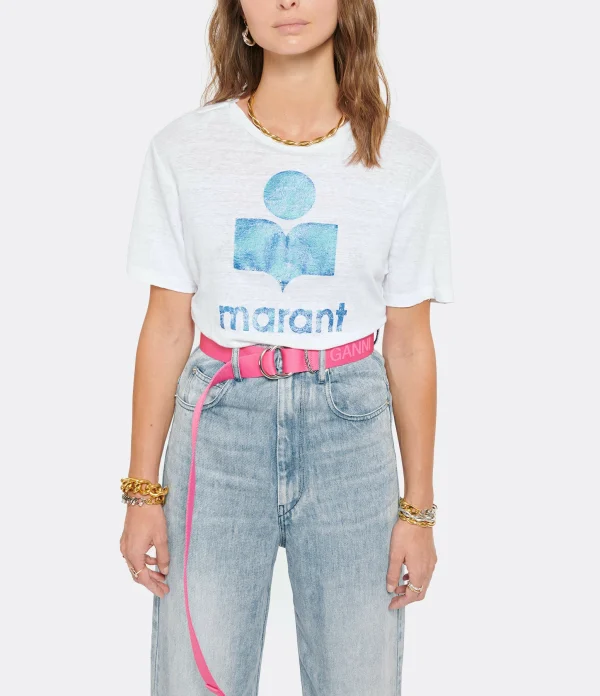 MARANT ÉTOILE Tee-shirt Zewel Lin Blanc Bleu 4