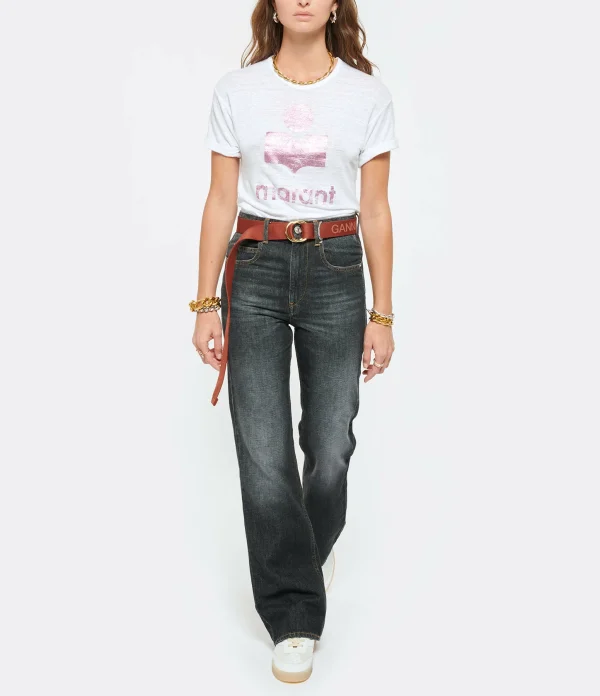 MARANT ÉTOILE Tee-shirt Koldi Lin Blanc Rose 7