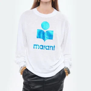 MARANT ÉTOILE Tee-shirt Klowia Lin Blanc Bleu 12