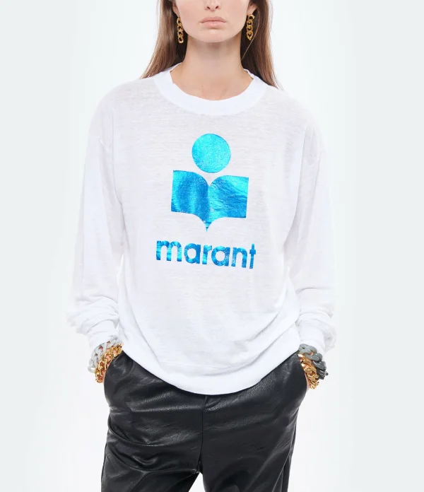 MARANT ÉTOILE Tee-shirt Klowia Lin Blanc Bleu 4