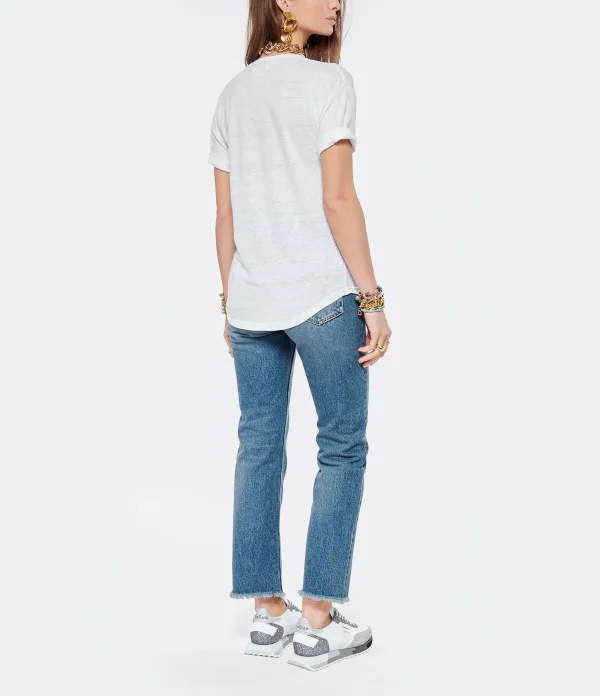 MARANT ÉTOILE Tee-shirt Koldi Lin Blanc Bleu 6