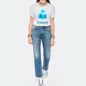 MARANT ÉTOILE Tee-shirt Koldi Lin Blanc Bleu 13