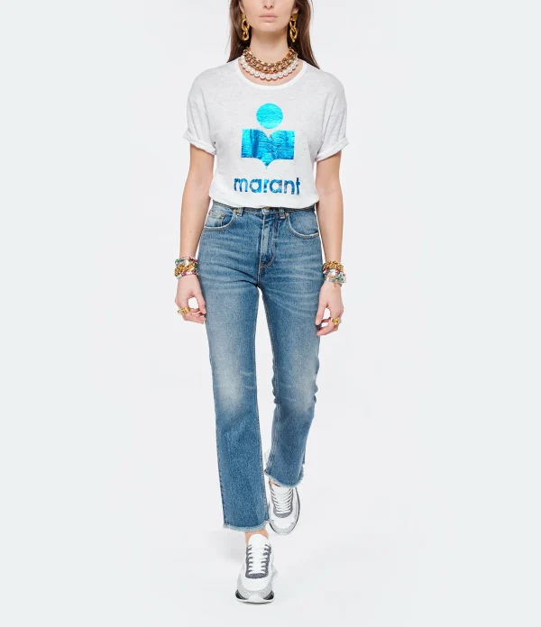 MARANT ÉTOILE Tee-shirt Koldi Lin Blanc Bleu 5