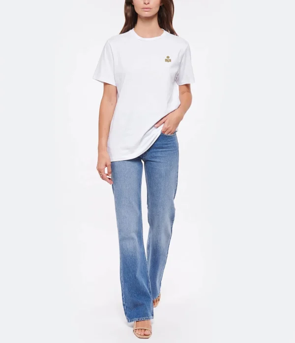 MARANT ÉTOILE Tee-shirt Zewel Coton Organique Blanc Kaki 6