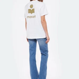 MARANT ÉTOILE Tee-shirt Zewel Coton Organique Blanc Kaki 13