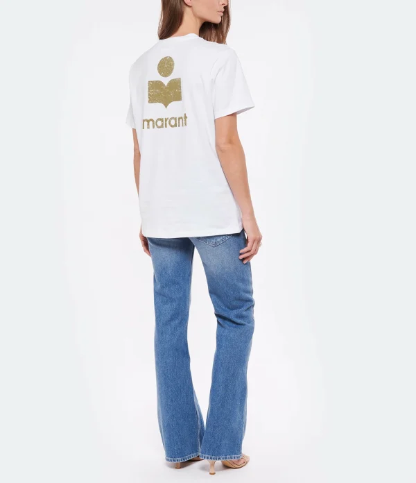 MARANT ÉTOILE Tee-shirt Zewel Coton Organique Blanc Kaki 5