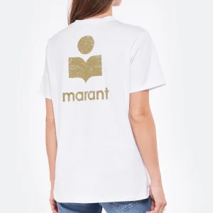 MARANT ÉTOILE Tee-shirt Zewel Coton Organique Blanc Kaki 11