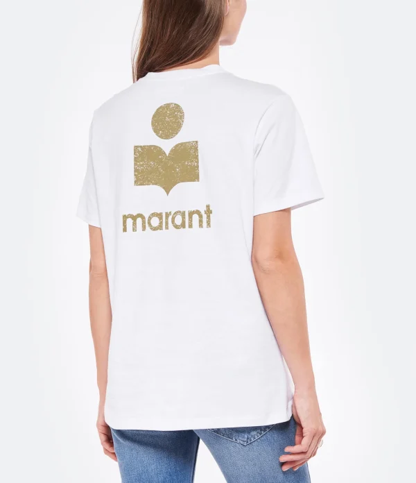 MARANT ÉTOILE Tee-shirt Zewel Coton Organique Blanc Kaki 4