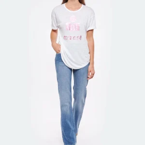 MARANT ÉTOILE Tee-shirt Koldi Lin Blanc Rose 14