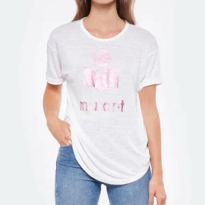 MARANT ÉTOILE Tee-shirt Koldi Lin Blanc Rose 12