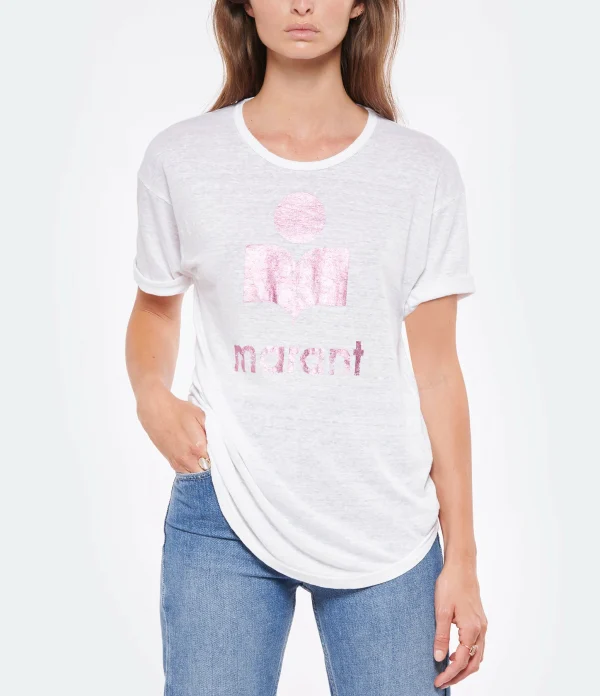 MARANT ÉTOILE Tee-shirt Koldi Lin Blanc Rose 4