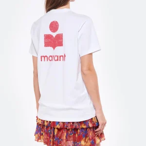 MARANT ÉTOILE Tee-shirt Zewel Coton Organique Blanc Framboise 11